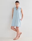 Mineral Song Denim Collared Mini Dress, Bleached Blue product photo View 03 S