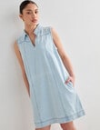 Mineral Song Denim Collared Mini Dress, Bleached Blue product photo View 05 S