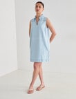 Mineral Song Denim Collared Mini Dress, Bleached Blue product photo View 06 S