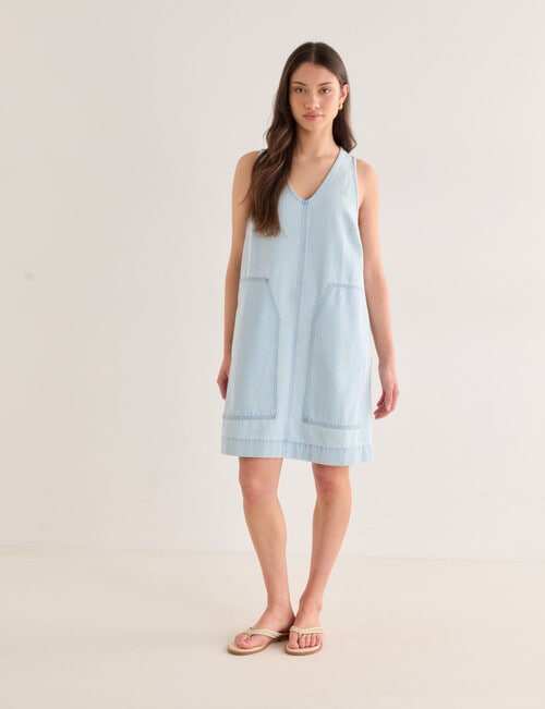 Mineral Daria Sleeveless Denim Dress, Blue product photo View 03 L