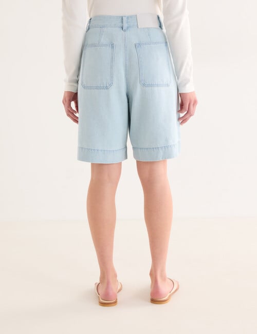 Mineral Daria Pleat Front Denim Shorts, Blue product photo View 02 L
