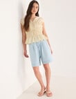 Mineral Daria Pleat Front Denim Shorts, Blue product photo View 03 S