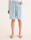 Mineral Daria Pleat Front Denim Shorts, Blue product photo View 04 S