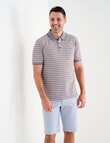 Chisel Narrow Stripe Short Sleeve Polo Shirt, Maroon product photo