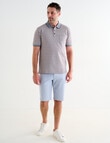 Chisel Narrow Stripe Short Sleeve Polo Shirt, Maroon product photo View 03 S