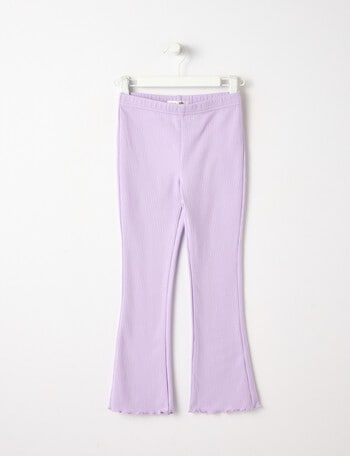 Mac & Ellie Flare Rib Fleece Leggings, Lilac product photo