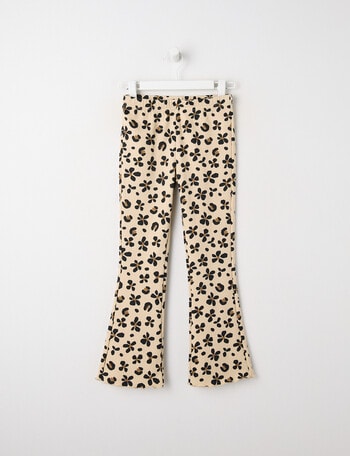 Mac & Ellie Animal Flare Rib Fleece Leggings, Natural product photo