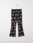 Mac & Ellie Animal Bows Flare Rib Fleece Leggings, Black product photo