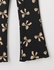 Mac & Ellie Animal Bows Flare Rib Fleece Leggings, Black product photo View 02 S
