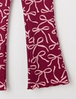 Mac & Ellie Bows Flare Rib Fleece Leggings, Berry product photo View 02 S