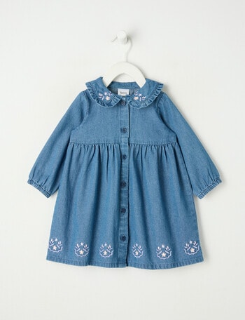 Teeny Weeny Heart & Bows Denim Dress, Denim product photo