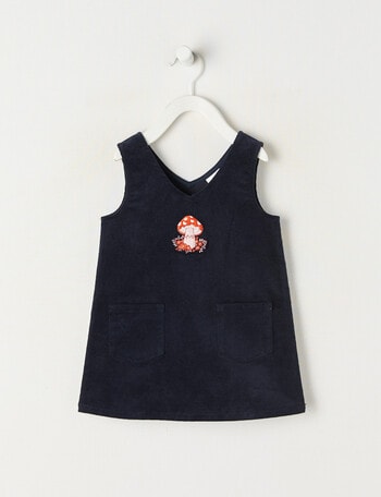 Teeny Weeny Hearts & Bows Cord Pinny, Navy product photo