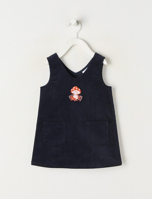 Teeny Weeny Hearts & Bows Cord Pinny, Navy product photo