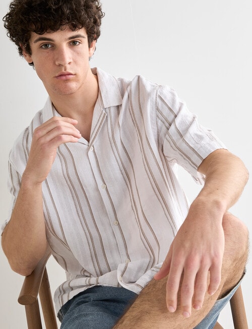 Tarnish Crosby St Stripe Shirt, Sand product photo