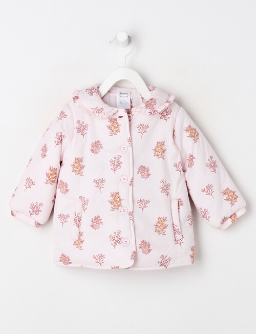 Teeny Weeny Butterflies and Bows Quilted Floral Jacket, Pink Frost product photo