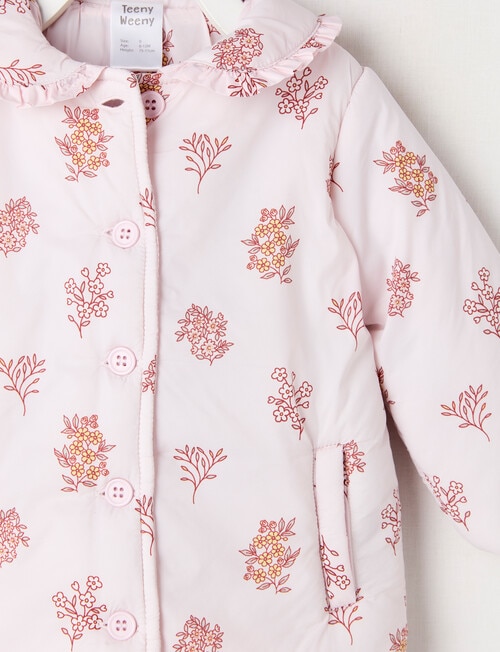 Teeny Weeny Butterflies and Bows Quilted Floral Jacket, Pink Frost product photo View 02 L