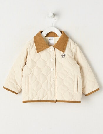 Teeny Weeny Hearts & Bows Carpenter Jacket, Beige product photo