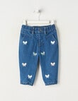 Teeny Weeny Hearts & Bows Denim Jeans, Denim Blue product photo