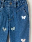 Teeny Weeny Hearts & Bows Denim Jeans, Denim Blue product photo View 02 S