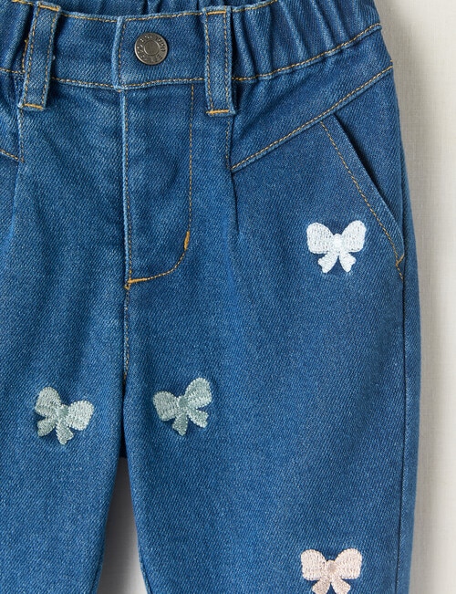 Teeny Weeny Hearts & Bows Denim Jeans, Denim Blue product photo View 02 L