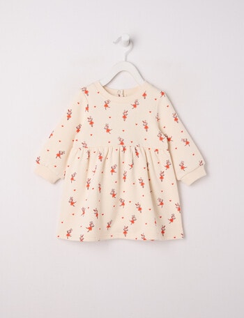 Teeny Weeny Play Time Fleece Ballerina Dress, Cream product photo