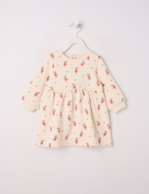 Teeny Weeny Play Time Fleece Ballerina Dress, Cream product photo