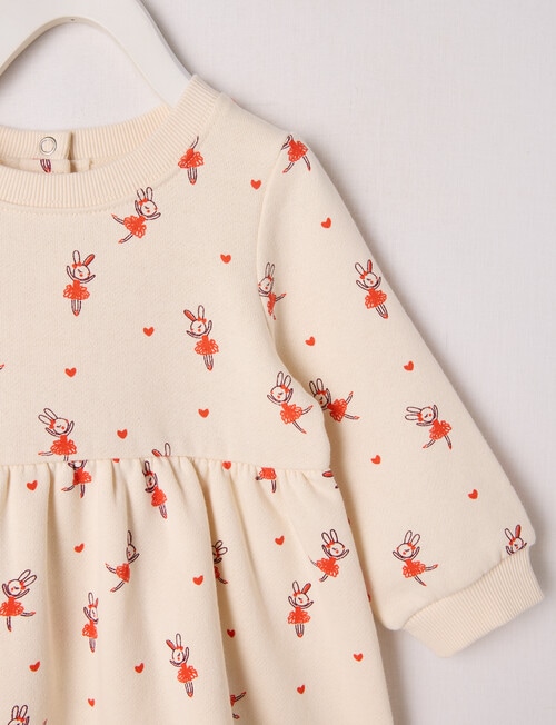Teeny Weeny Play Time Fleece Ballerina Dress, Cream product photo View 02 L