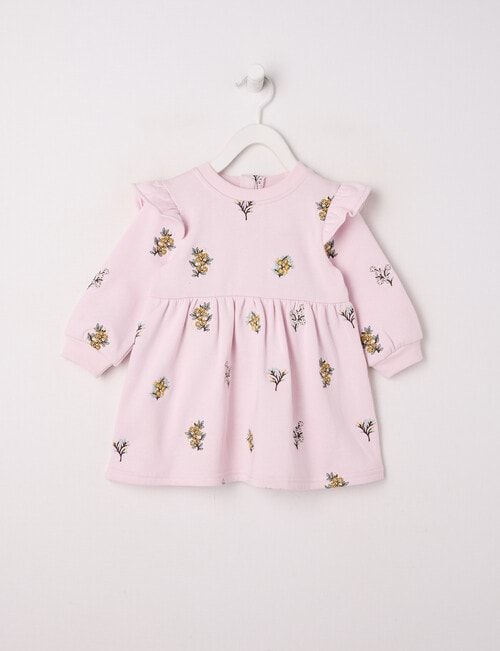 Teeny Weeny Play Time Fleece Flower Embroidery Dress, Lilac product photo