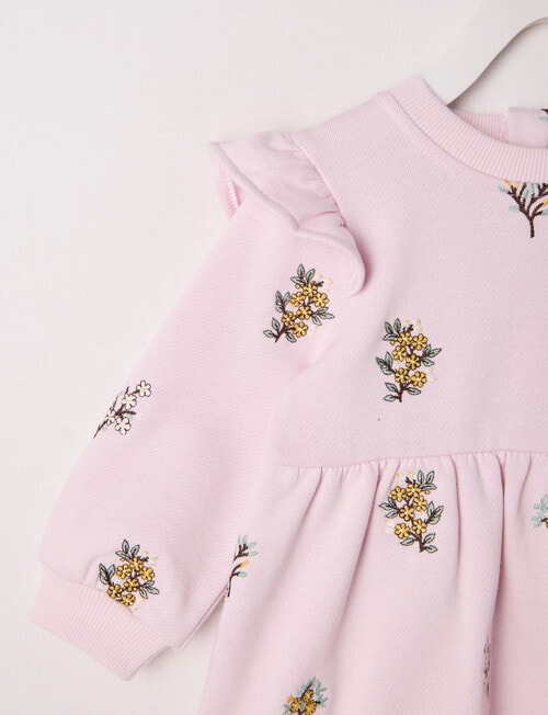 Teeny Weeny Play Time Fleece Flower Embroidery Dress, Lilac product photo View 02 L