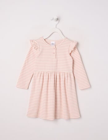Teeny Weeny Play Time Rib Stripe Dress, Pink & Vanilla product photo