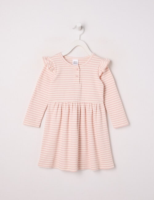 Teeny Weeny Play Time Rib Stripe Dress, Pink & Vanilla product photo