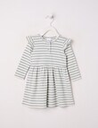 Teeny Weeny Play Time Rib Stripe Dress, Green & Vanilla product photo