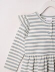 Teeny Weeny Play Time Rib Stripe Dress, Green & Vanilla product photo View 02 S