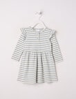 Teeny Weeny Play Time Rib Stripe Dress, Green & Vanilla product photo
