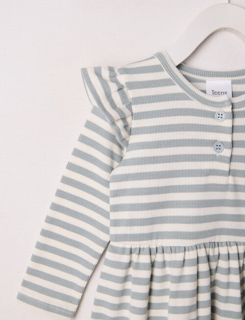 Teeny Weeny Play Time Rib Stripe Dress, Green & Vanilla product photo View 02 L
