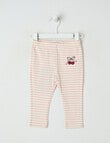 Teeny Weeny Heart & Bows Play Rib Stripe Leggings, Pink & White product photo