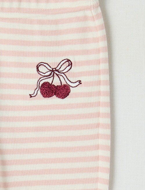 Teeny Weeny Heart & Bows Play Rib Stripe Leggings, Pink & White product photo View 02 L