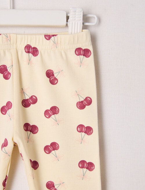 Teeny Weeny Play Time Cherry Leggings, Cream product photo View 02 L