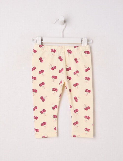 Teeny Weeny Play Time Cherry Leggings, Cream product photo