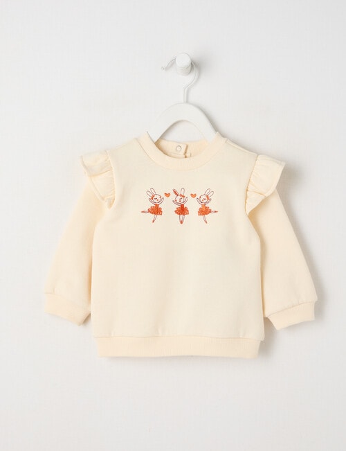 Teeny Weeny Play Time Fleece Cherry Sweatshirt, Cream product photo