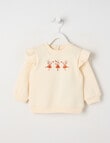 Teeny Weeny Play Time Fleece Cherry Sweatshirt, Cream product photo
