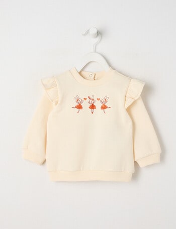Teeny Weeny Play Time Fleece Cherry Sweatshirt, Cream product photo