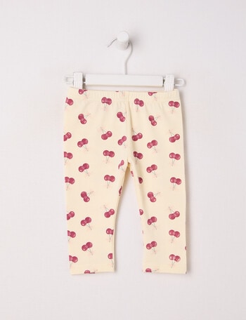 Teeny Weeny Play Time Cherry Leggings, Cream product photo