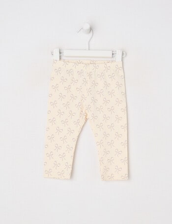 Teeny Weeny Heart and Bow Play Legging, Cream & Lilac product photo