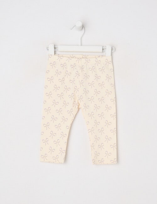 Teeny Weeny Heart and Bow Play Legging, Cream & Lilac product photo