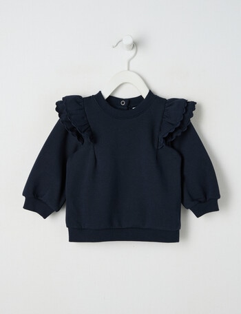 Teeny Weeny Play Time Fleece Frill Sweatshirt, Cream product photo