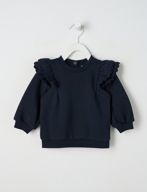 Teeny Weeny Play Time Fleece Frill Sweatshirt, Cream product photo