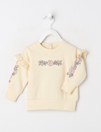 Teeny Weeny Heart and Bows Play Time Fleece Sweatshirt, Cream product photo