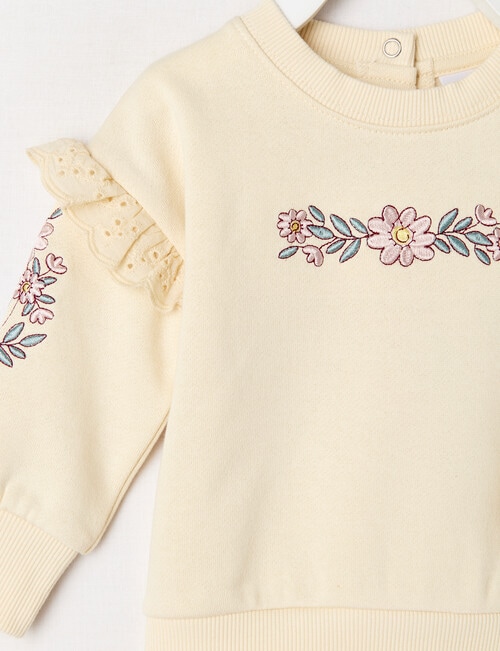 Teeny Weeny Heart and Bows Play Time Fleece Sweatshirt, Cream product photo View 02 L