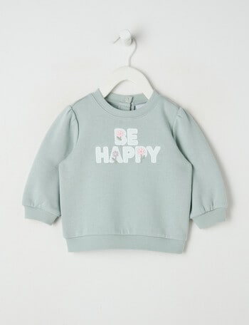 Teeny Weeny Heart & Bows Play Fleece Sweatshirt, Green product photo